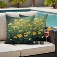 thumbnail image 4 of Spring Floral Outdoor Waterproof Pillow Covers, Yellow Green Pastoral Botanical Oil Painting Decorative Square Throw Pillowcase Sofa Cushion Sham for Patio/Couch/Chair, 18"x18" 2 Pack, 4 of 8