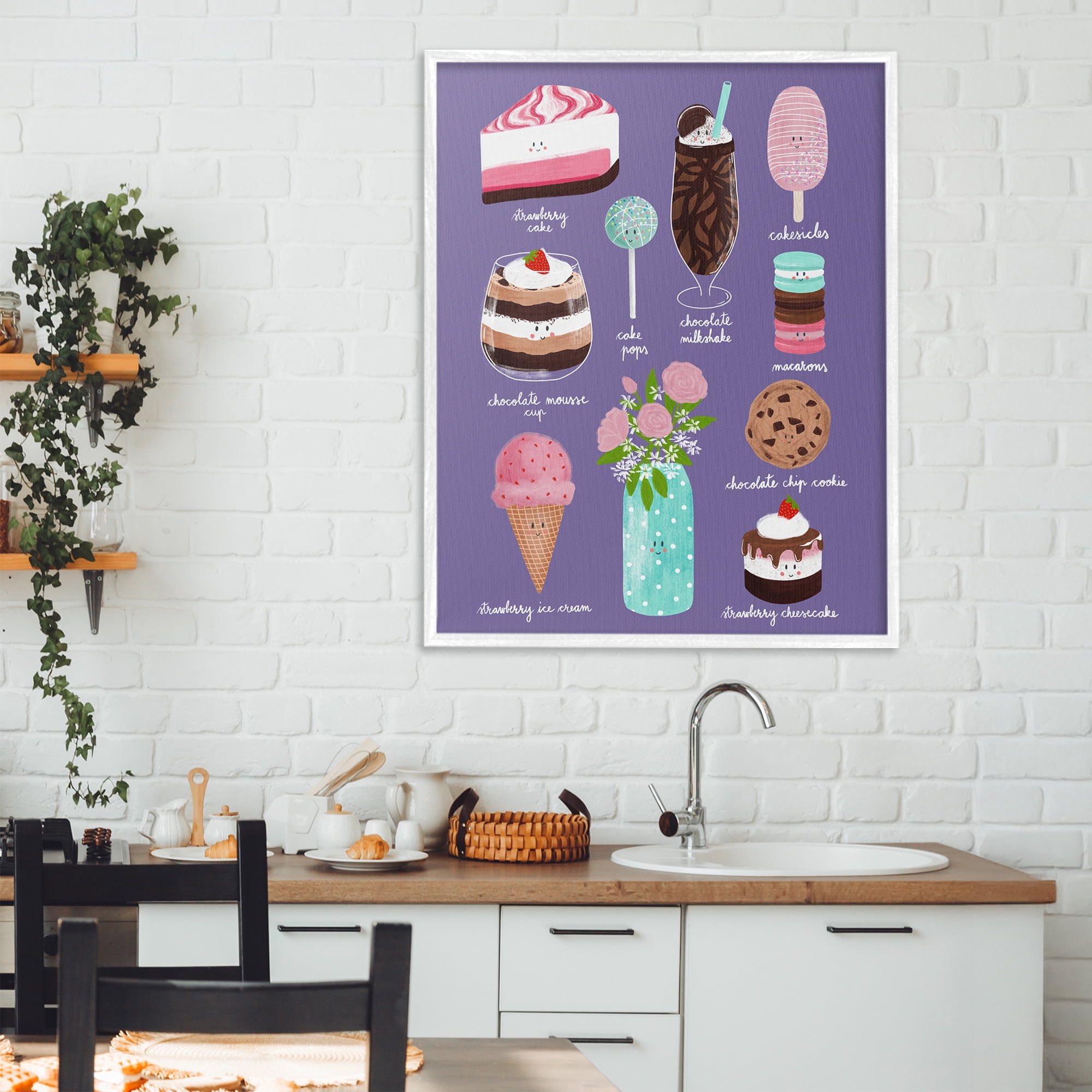 Stupell Industries Decadent Desserts & Flowers White Framed Giclee Art, design by Metka Hiti
