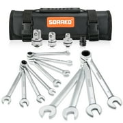 SORAKO 16-Piece Ratcheting Wrench Set, SAE 1/4- 13/16 in Chrome Vanadium Steel Wrenches