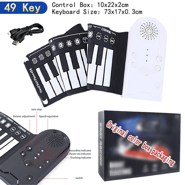 Electronic Hand Roll Piano 49 61 88 Key Beginner Keyboard Instruments Kids Learning Toys for Children Boys Musical Girls Music 49 Key-(Boxed) B