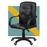 360-Degree Swivel Executive Office Chair Leather Mid-Back Swivel Task Chair,Adjustable Swivel Office Desk Chair with Armrest,PU Leather Computer Chair