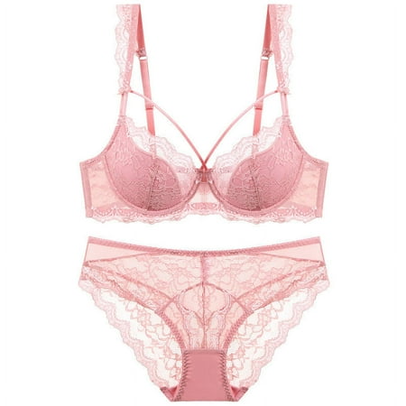HHH Sexy Lace Lingerie Women s Thin Cotton Big Chest Small Comfortable and Breathable Push up Large Size Bra Set