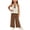 White, variant on Girls Summer Outfit Set Sleeveless Cami Top Wide Leg Pants Striped Print 2 Piece Casual Clothes Brown 2-3 Years
