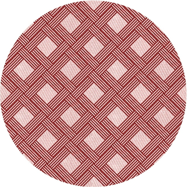 Ahgly Company Tapis Rond Lavable en Machine Intérieur Transitionnel Rouge, 6 Pieds Rond