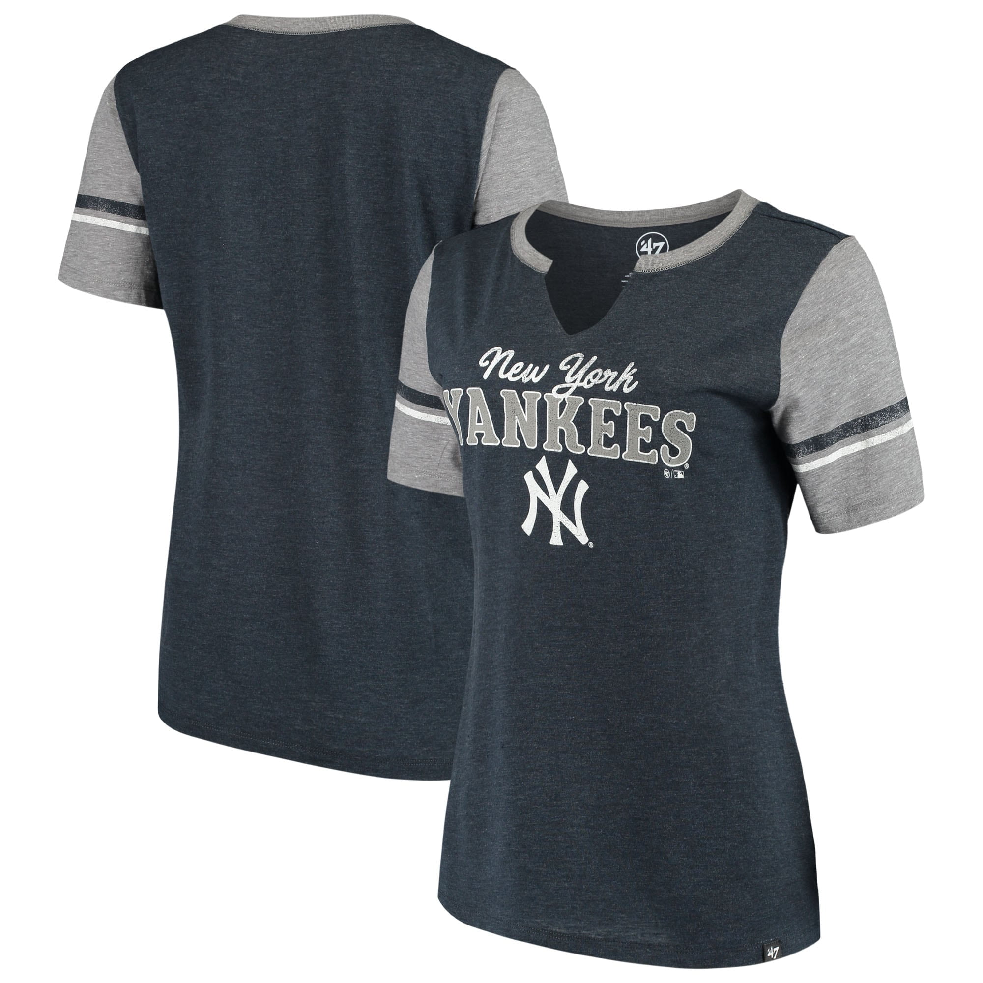 New York Yankees '47 Women's Match Tri-Blend Notch Neck T-Shirt - Navy - Walmart.com