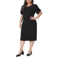 thumbnail image 2 of DARING DIVA Women's Plus Size Short Sleeve Sheath Solid Dress 1X Black, 2 of 6