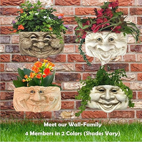 Uncle Nate Stone Wash The Face Statue Tree & Patio Wall Planter
