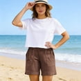 thumbnail image 4 of Guluxicc Women's Cotton Shorts with Pockets Elastic Waist Straight Leg Running Performance Short Trousers for Everyday Gym Workout, 4 of 8