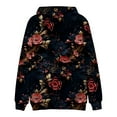 thumbnail image 5 of Men's Oversized Flowers Print Hooded Sweatshirt, Long Sleeve Loose Fit Casual Pullover for Fall Winter, Graphic Hoodie,Black,4XL, 5 of 5