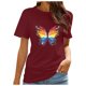 thumbnail image 1 of Gibobby Playera Corte clásico para Mujer Letras Mujeres Impresión Tops Tunic Short Loose Shirts Casual Tee Sleeve Blouse Mujeres rubias(Vino,CH), 1 of 5