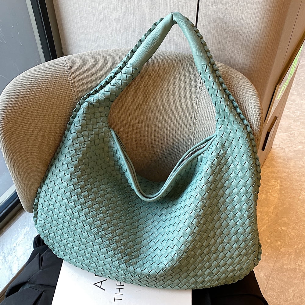 QUARRYUS Woven Leather Bag  Handbag High Quality Solid Print Shoulder Tote Bag  For Women