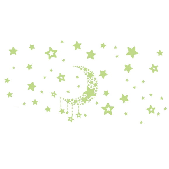 KAKOWELY luminous wall sticker Moon Star Fluorescence Wall Sticker Removable Wall Decoration Mural Decals for Children Nursery Room Living Room Bedroom11.42"X8.27"X0.04"