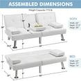thumbnail image 2 of Wangbujianwang Convertible Sofa Bed Adjustable Couch Sleeper Modern Faux Leather Recliner Reversible Loveseat Folding Daybed Guest Bed, Removable Armrests, Cup Holders, 3 Angles, 772lb Capacity,White, 2 of 11