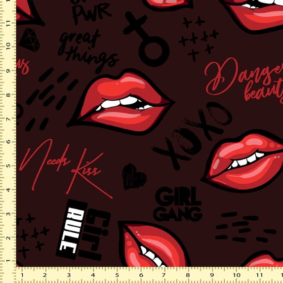 eloria Girl Gang Cotton Fabric Squares Sewing Supplies Printed Fabric for , 1 Yard, Brown