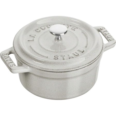Staub Cast Iron .25-qt Mini Round Cocotte - White Truffle, Made in France