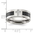 thumbnail image 6 of Auriga Fine Jewelry Stainless Steel Polished with Black Carbon Fiber Inlay CZ Cross 8mm Band Size 8.5, 6 of 8