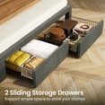thumbnail image 6 of Greenstell Queen Bed Frame with Storage Drawers, Upholstered Bed with LED Light and Linen Fabric Storage Headboard, Dark Gray, 6 of 7