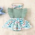 thumbnail image 3 of Bébés Filles Robe Romper Mouche Manches Floral Romper + Bandeau Noeud, 3 of 9