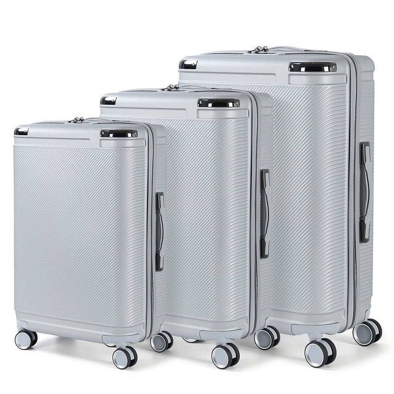 Hikolayae Dorado Collection Hardside Spinner Luggage Sets in Silver, 3 Piece - TSA Lock