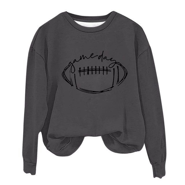 Rbaofujie Chandails pour Femmes Chandails Décontractés Imprimés Col Rond Manches Longues Chandails en Molleton Amples Gris Foncé Chandails à Capuchon pour Femmes
