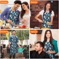 thumbnail image 4 of Dark Blue Princess Castle Pattern Apron-Garden Aprons for Women with Pockets-Cotton Linen Waterproof Kitchen Cooking Gardening Aprons Adjustable for Kitchen,Cooking,BBQ and Salon 33x27 Inch, 4 of 7