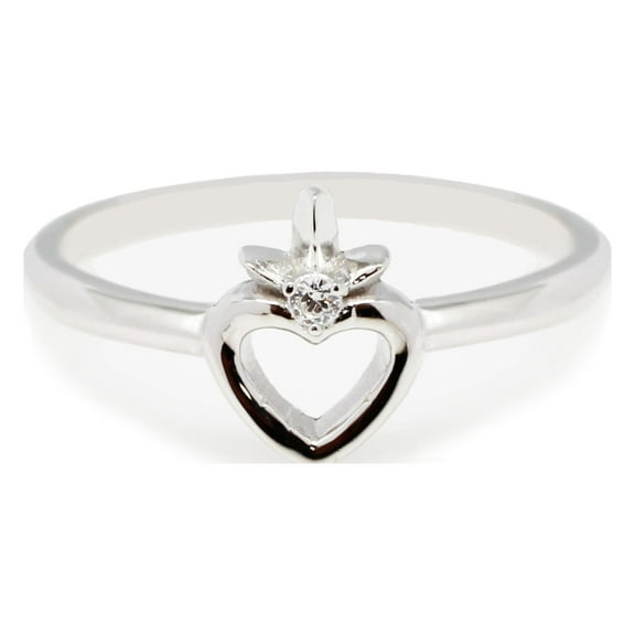 All In Stock Clear Cubic Zirconia Mehndi Heart Ring Sterling Silver Size 6
