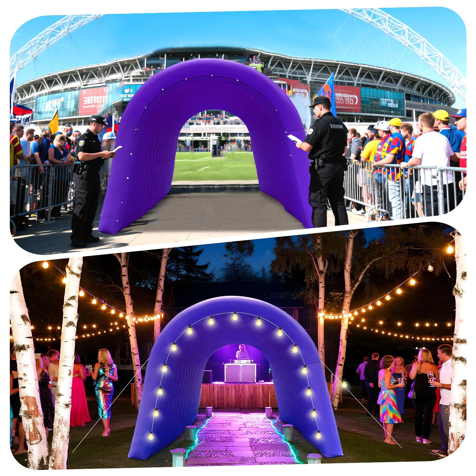 Inflatable Sports Tunnel Entrance 16x10x10FT Purple, Built-in Blower – Event Inflatable Tunnel Tent for Team Intros, Business Promotion, Trade Shows, Advertising & Exhibitions