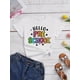 thumbnail image 1 of ”Hello Preschool“ Colorful Letter Print Girls' T-Shirt - Short Sleeve, Crew Neck, Cotton Blend, Casual Summer & Spring Top with Knot Detail, Preschool Shirt, 1 of 6