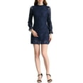 thumbnail image 3 of INSPIRE CHIC Women's Ruffle Crew Neck Long Sleeves Floral Lace Casual Mini Dress M Royal Blue, 3 of 9