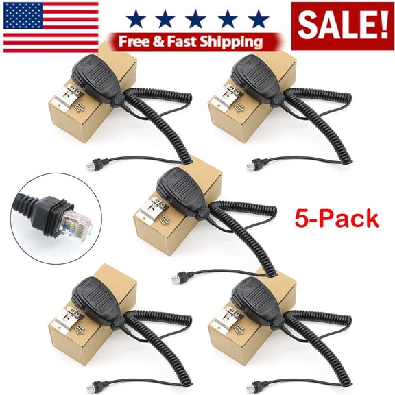 KMC-35 Walkie-Talkie Microphone Standard Dynamic Mobile Radio 8 Pin Speaker Microphone for Kenwood NX700 NX800 TK8180 TK7160 TK7180 TK7360 TK8160(5-Pack)
