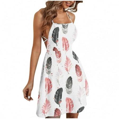 

Juebong Women s Summer Fashion Printed Sleeveless Sling Pullover Dress