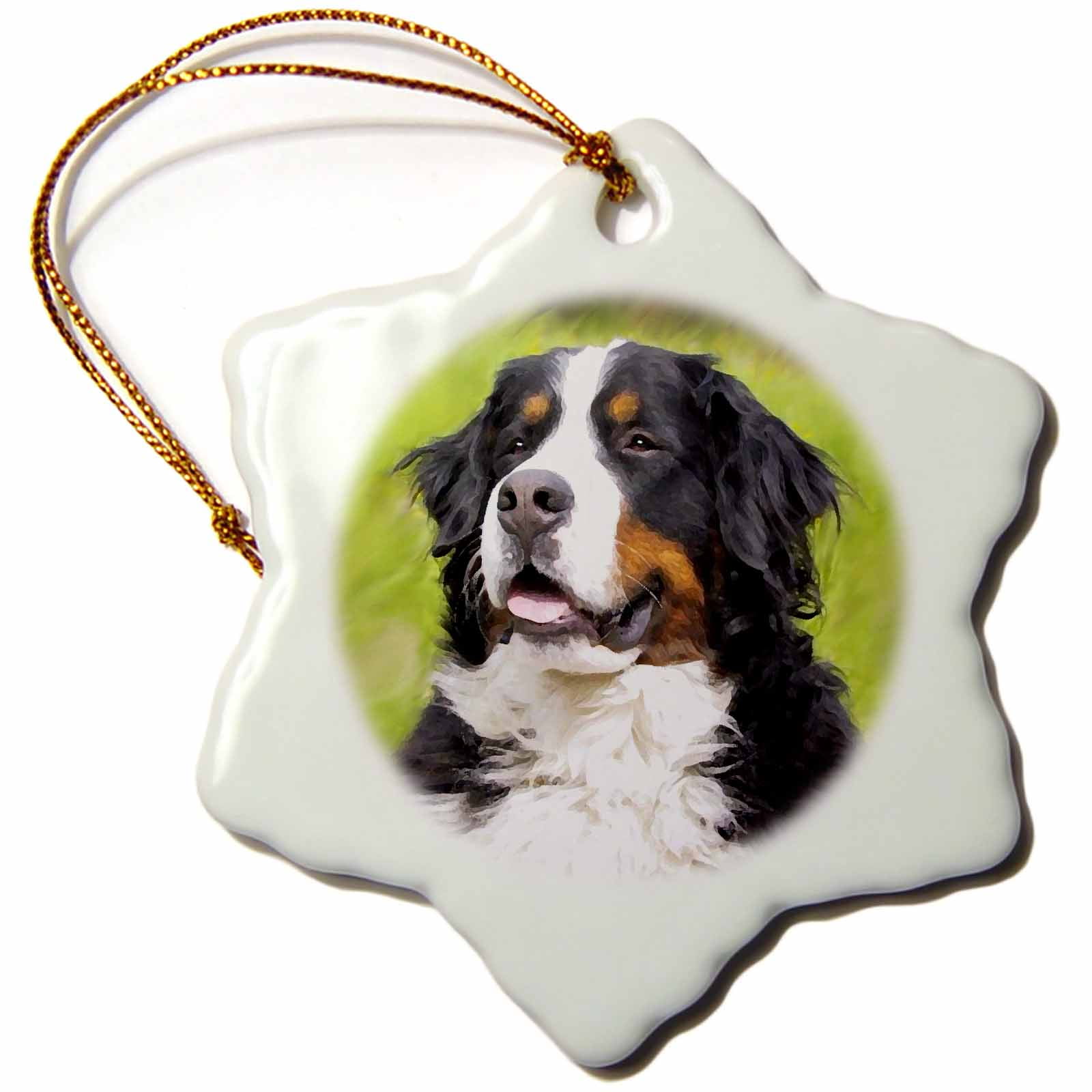 3dRose Bernese Mountain Dog Snowflake Ornament, 3inch