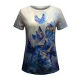 thumbnail image 4 of Dvkptbk Tops Womens Summer T-shirt Imprimé Mode Femmes Manches Courtes Blouse Col Rond Casual Tops, 4 of 5