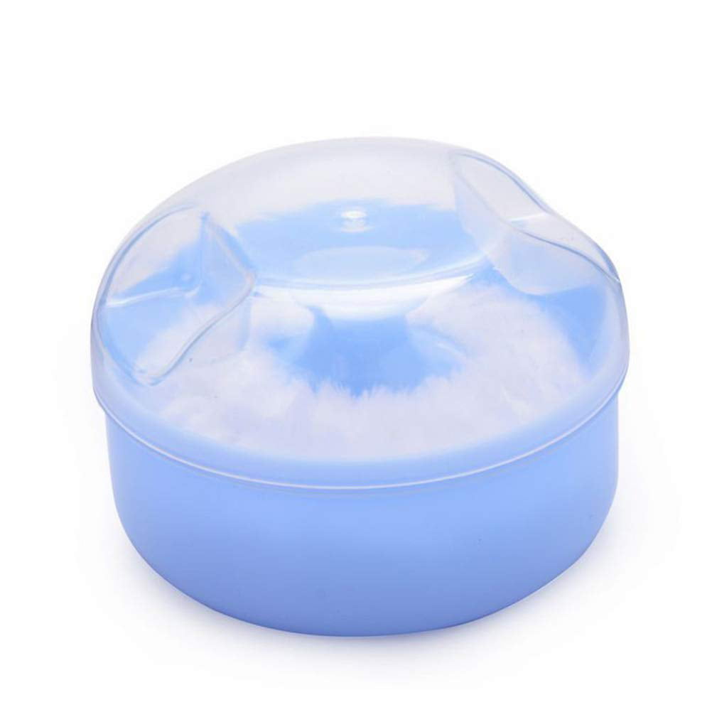 After-Bath Body Powder Box ,Empty Powder Case Powder Puff Container Holder for Home and Travel Cosmetic Container (Blue)