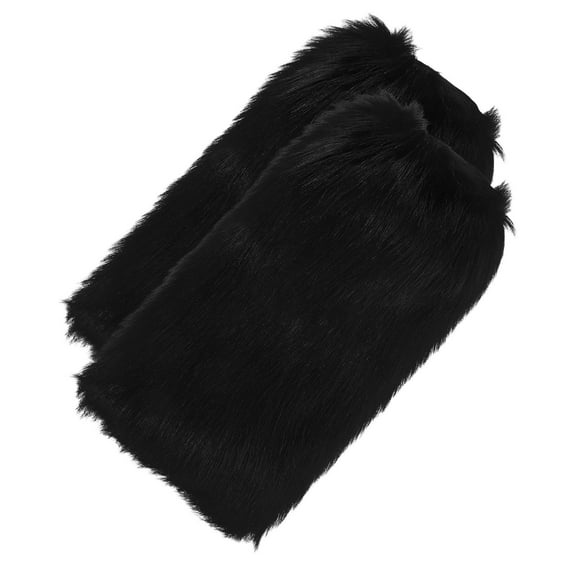 KONTONTY 40 Cm Faux Fur Leg Warmer Warmers Stockings Fluffy Child Black