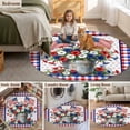 thumbnail image 5 of USA 4th of July Round Area Rug 4Ft Washable Circle Rugs for Bedroom Dining Room, Red Blue Plaid Floral Patriotic Non-Slip Carpet Floor Mats Indoor Outdoor Carpet Runner Aesthetic Home Decor, 5 of 8