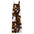 thumbnail image 5 of Fgvctg Easter Womens Overalls Wide Leg Pant Casual Overall Bunny Print Sleeveless Easter Eggs Spaghetti Straps Jumpsuit Rompers Bib Overalls Loose Spring Pants With Pockets Brown 2XL, 5 of 5