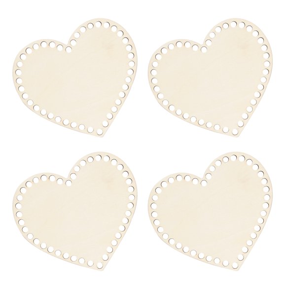 OULII 4pcs Heart Shaped Bag Bottom Insert Wooden Craft Supply Beige for DIY Projects