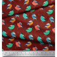 thumbnail image 3 of Soimoi Red Poly Georgette Fabric Rufous Flycatcher Bird Print Fabric by the Yard 52 Inch Wide, 3 of 3