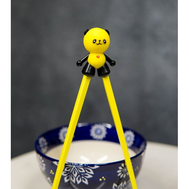 Yellow Giant Panda Reusable Training Chopsticks Set With Silicone