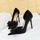 thumbnail image 3 of Zapatos de tacón alto clásicos para mujer, de moda, dulces, súper sexys, de boca baja, con punta lateral hueca, con lazo, para novia, 3 of 5