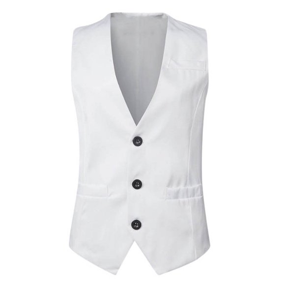 VNKIDY Men's Casual Suit Vest Solid Color Slim Fit Dress Business Suit Sleeveless V Neck Button Front Gilet For Daily Outdoor Wear Leisure Top