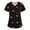 Watermelon Red, variant on Women's Valentine's Day Scrub Top Cute Love Heart Printed V-Neck Short Sleeve Scrub Top Valentine's Day Cartoon Pattern Scrub Tops with Pockets
