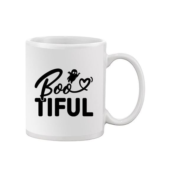 Bootiful. Cute Ghost And Heart Mug - Image by Shutterstock,