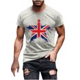 thumbnail image 1 of Mens Casual Manga Corta Botón Abajo Camisetas Estados Unidos Bandera Impresión Cuello Redondo Suéter Camiseta, Poliéster Casual Uso Diario para Hombres, 1 of 5