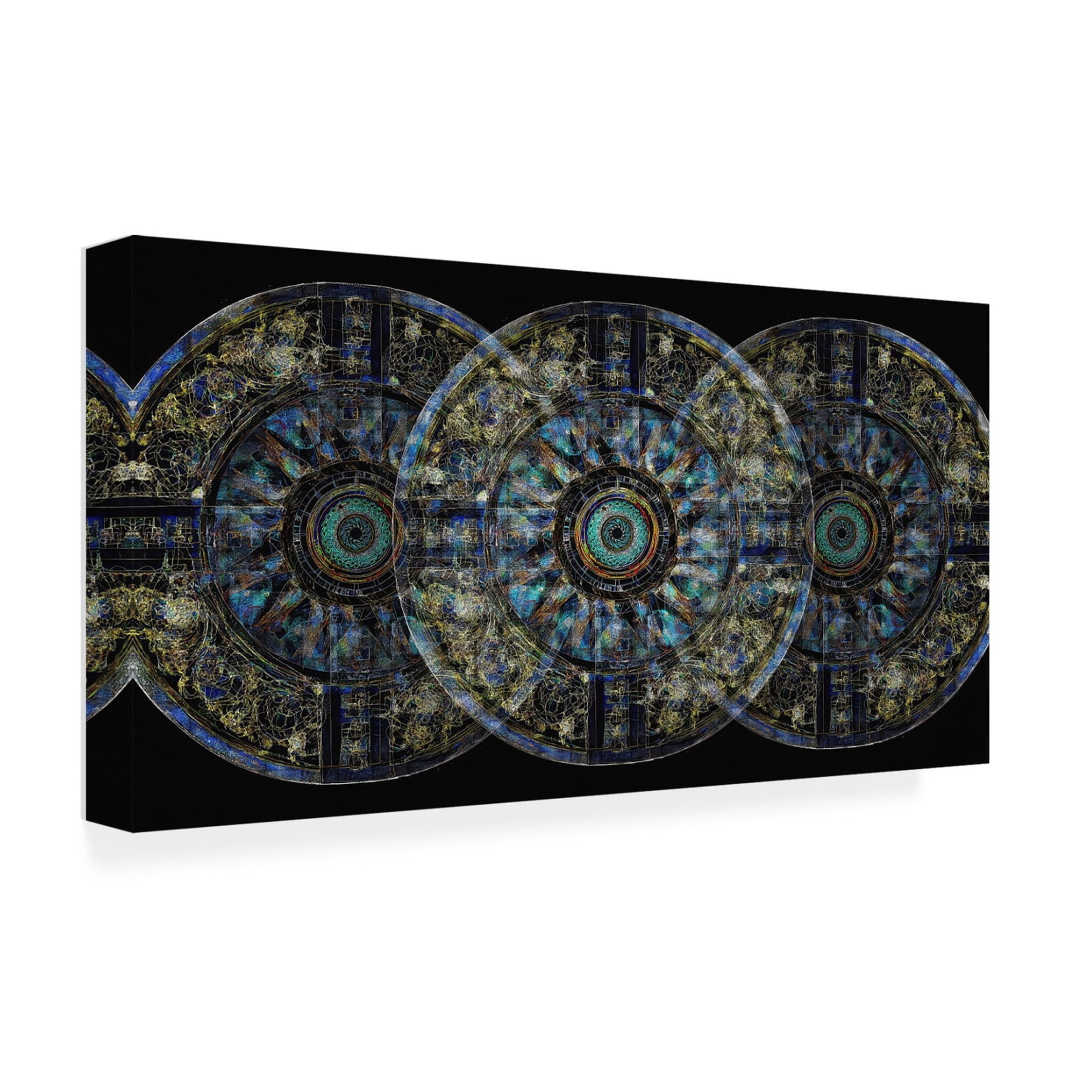 Canvas Wall Art - David Manlove 'Aztec Sun' Wall Art for Living Room, Bedroom, or Office Décor by Trademark Fine Art - 32 x 16 Inches