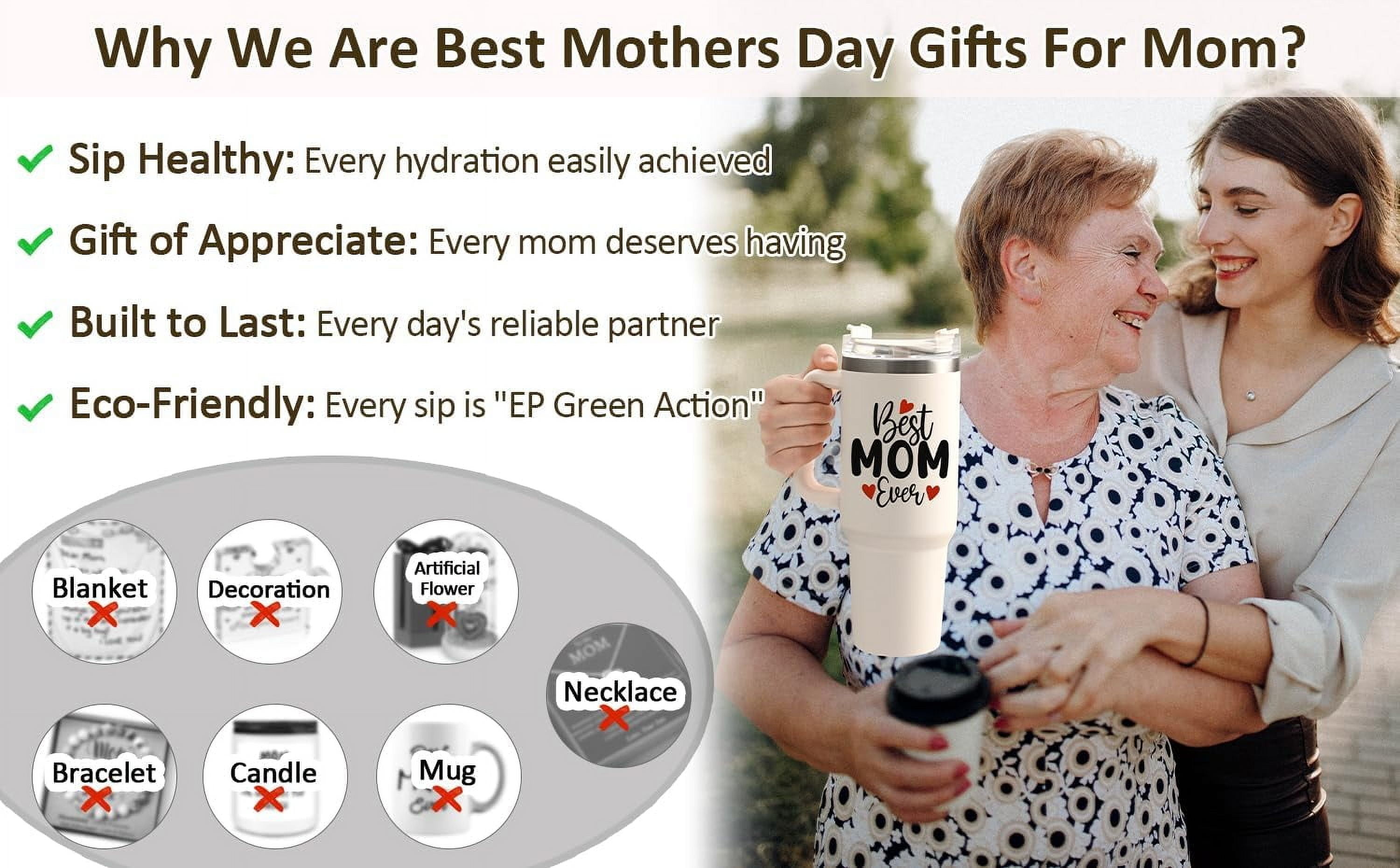 Mom Christmas Gifts, 40 Oz Best Mom Ever Tumbler Gifts for Mom, Funny Unique Popular Christmas Gifts for Mom Wife, Christmas Presents Gifts Ideas for Women(Cream)