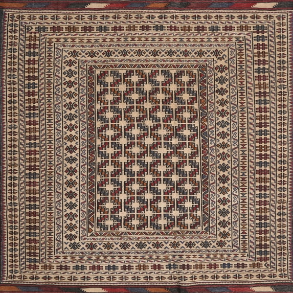 Ahgly Company Indoor Square Traditional Bakers Brown Persian Area Rugs, 7' Square