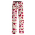 thumbnail image 4 of LHVUOA Valentines Day Lounge Pants for Women Elastic Waist Wide Leg Funny Graphic Pjs Drawstring Sleepwear Pink Heart Print Design, 4 of 5