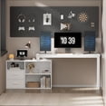 thumbnail image 5 of Furmax 55" L-Shaped Corner Computer Desk with File Cabinet, Power Outlet, Home Office Desk with 2 Drawers and 3 Storage Shelve, Workstation Executive Desk with Storage Shelf for Home Office, White, 5 of 8